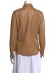 Michael Kors Leather Long Sleeve Button-Up Top