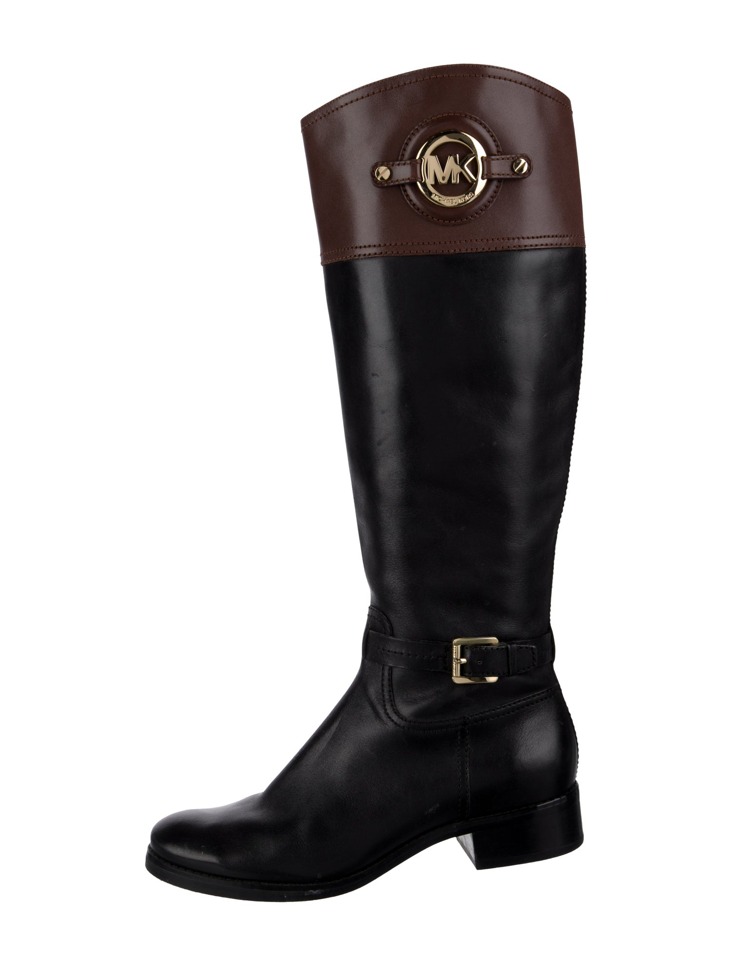 Michael Kors Leather Colorblock Pattern Riding Boots