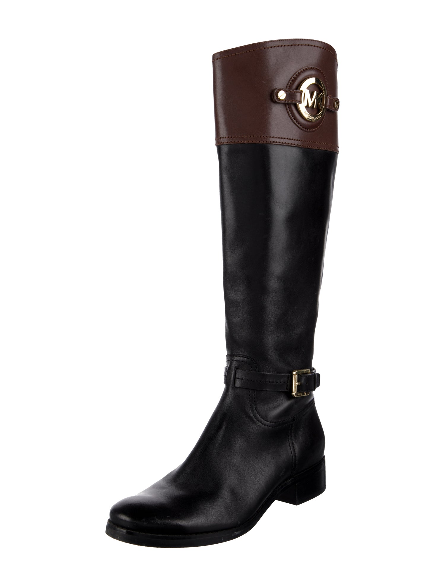 Michael Kors Leather Colorblock Pattern Riding Boots