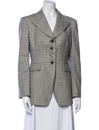 Michael Kors Virgin Wool Houndstooth Print Blazer