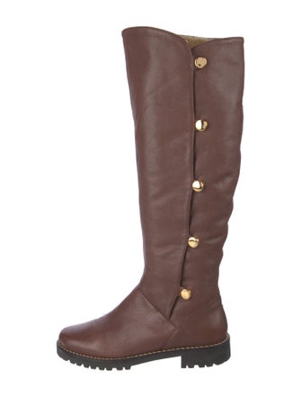 Michael Kors Leather Faux Fur Trim Riding Boots