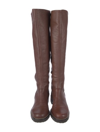 Michael Kors Leather Faux Fur Trim Riding Boots