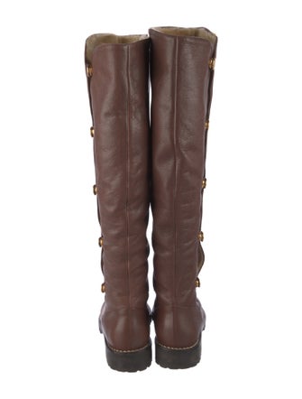 Michael Kors Leather Faux Fur Trim Riding Boots