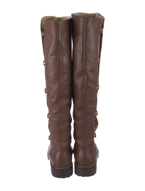 Michael Kors Leather Faux Fur Trim Riding Boots