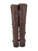Michael Kors Leather Faux Fur Trim Riding Boots
