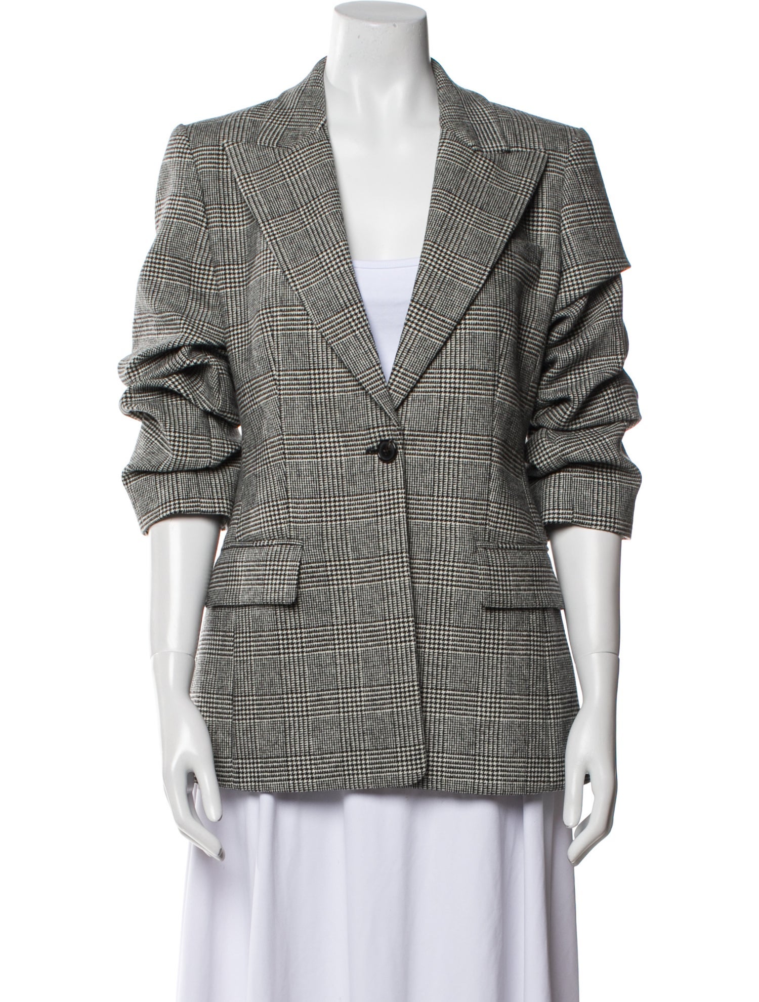 Michael Kors Virgin Wool Plaid Print Blazer