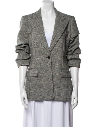 Michael Kors Virgin Wool Plaid Print Blazer