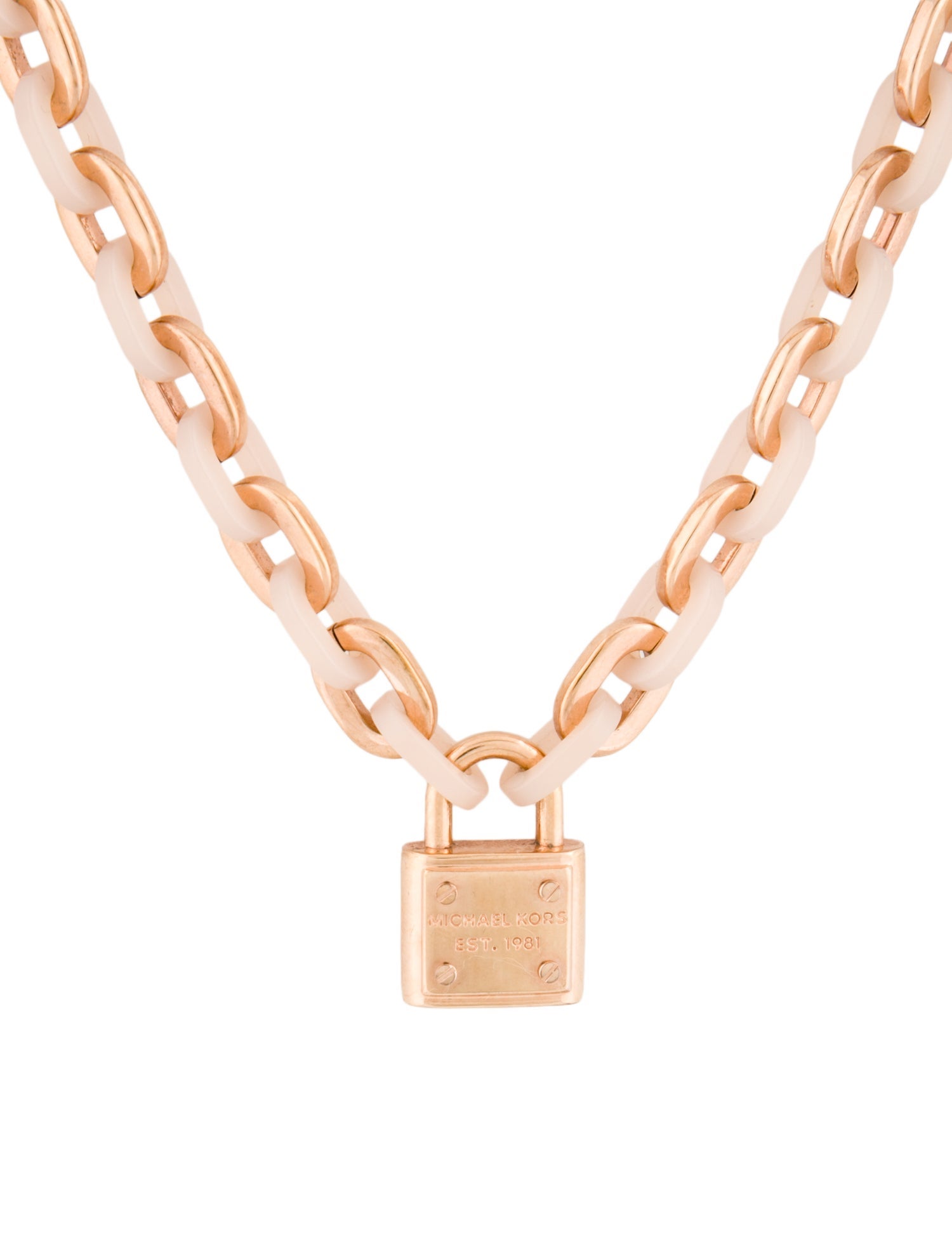 Michael Kors Acetate Two-Tone Padlock Toggle Pendant Necklace