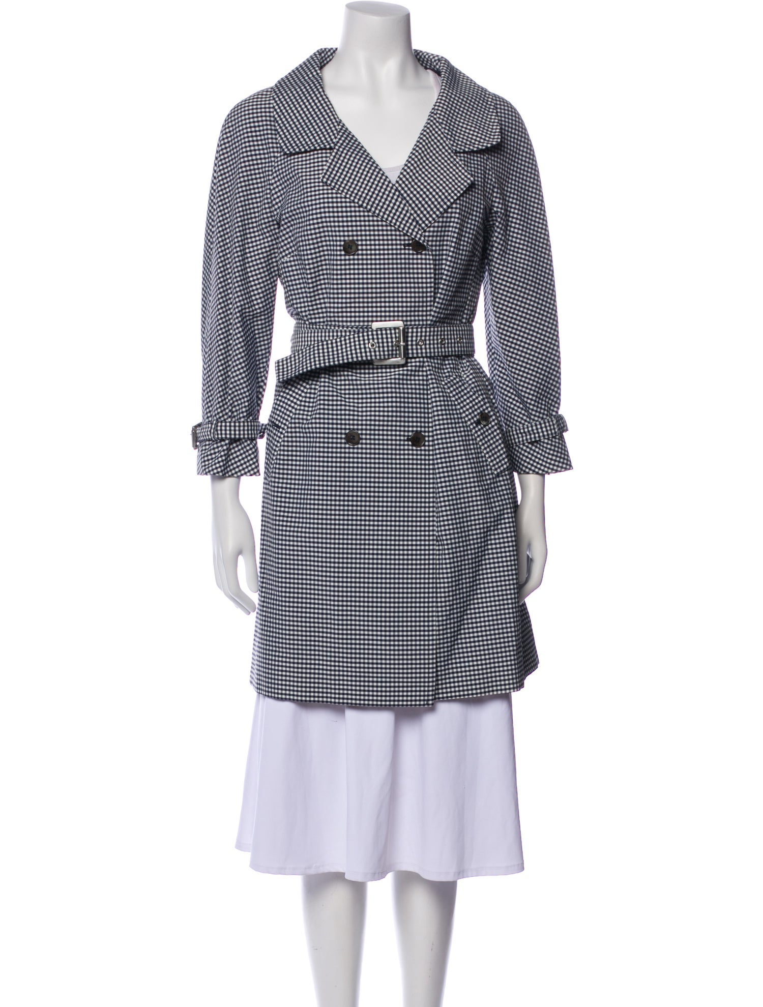 Michael Kors Plaid Print Trench Coat
