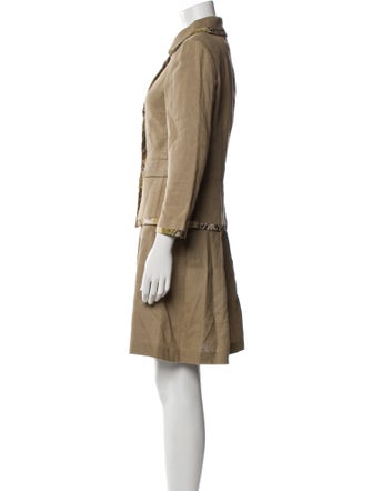 Michael Kors Linen Pleated Accents Skirt Suit
