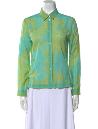 Michael Kors Printed Long Sleeve Button-Up Top