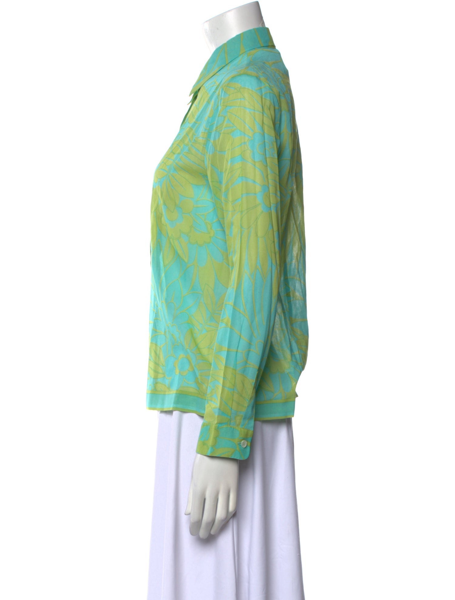 Michael Kors Printed Long Sleeve Button-Up Top