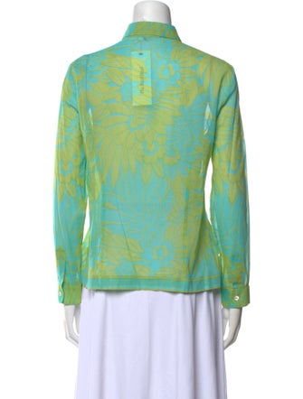 Michael Kors Printed Long Sleeve Button-Up Top