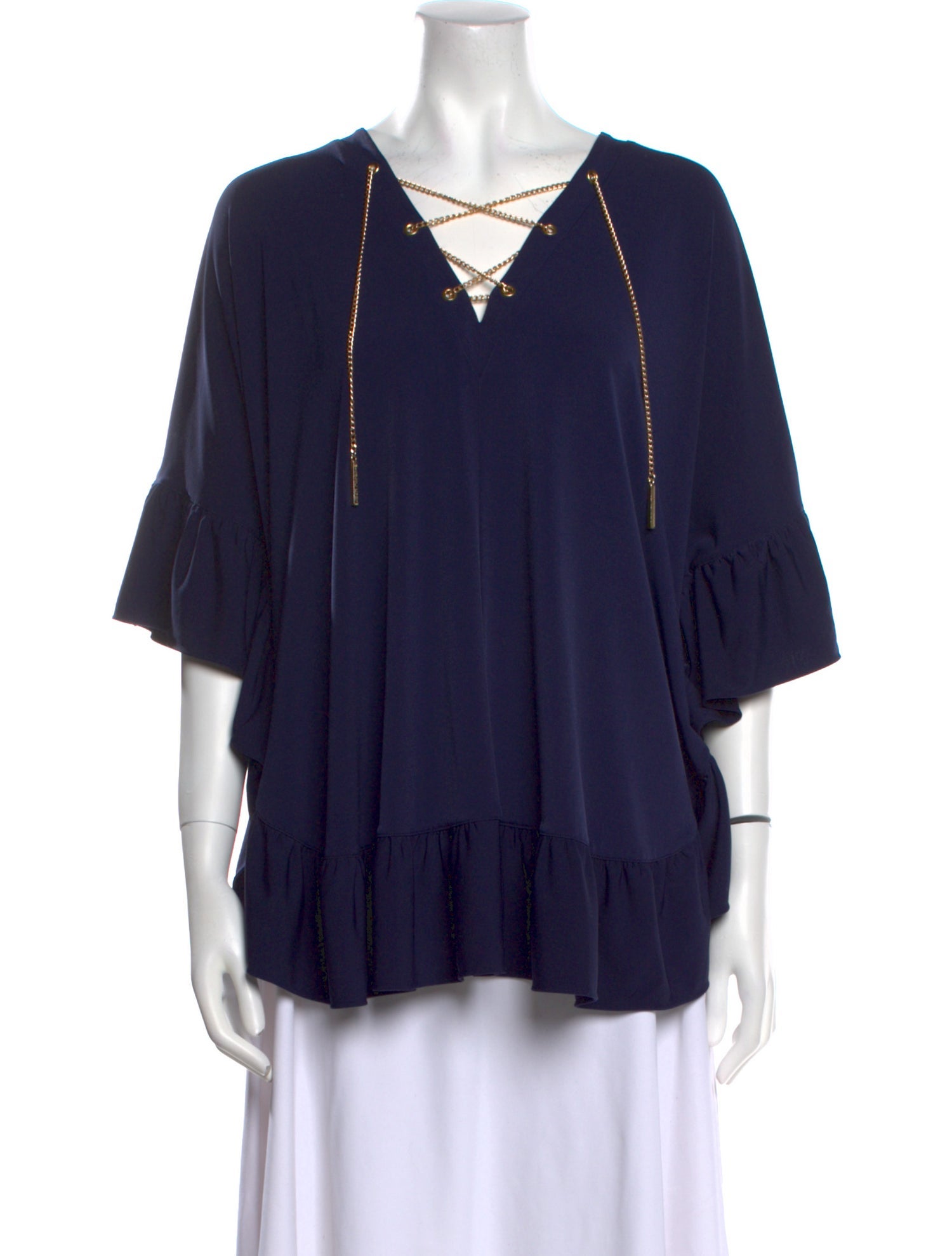 Michael Kors V-Neck Three-Quarter Sleeve Blouse