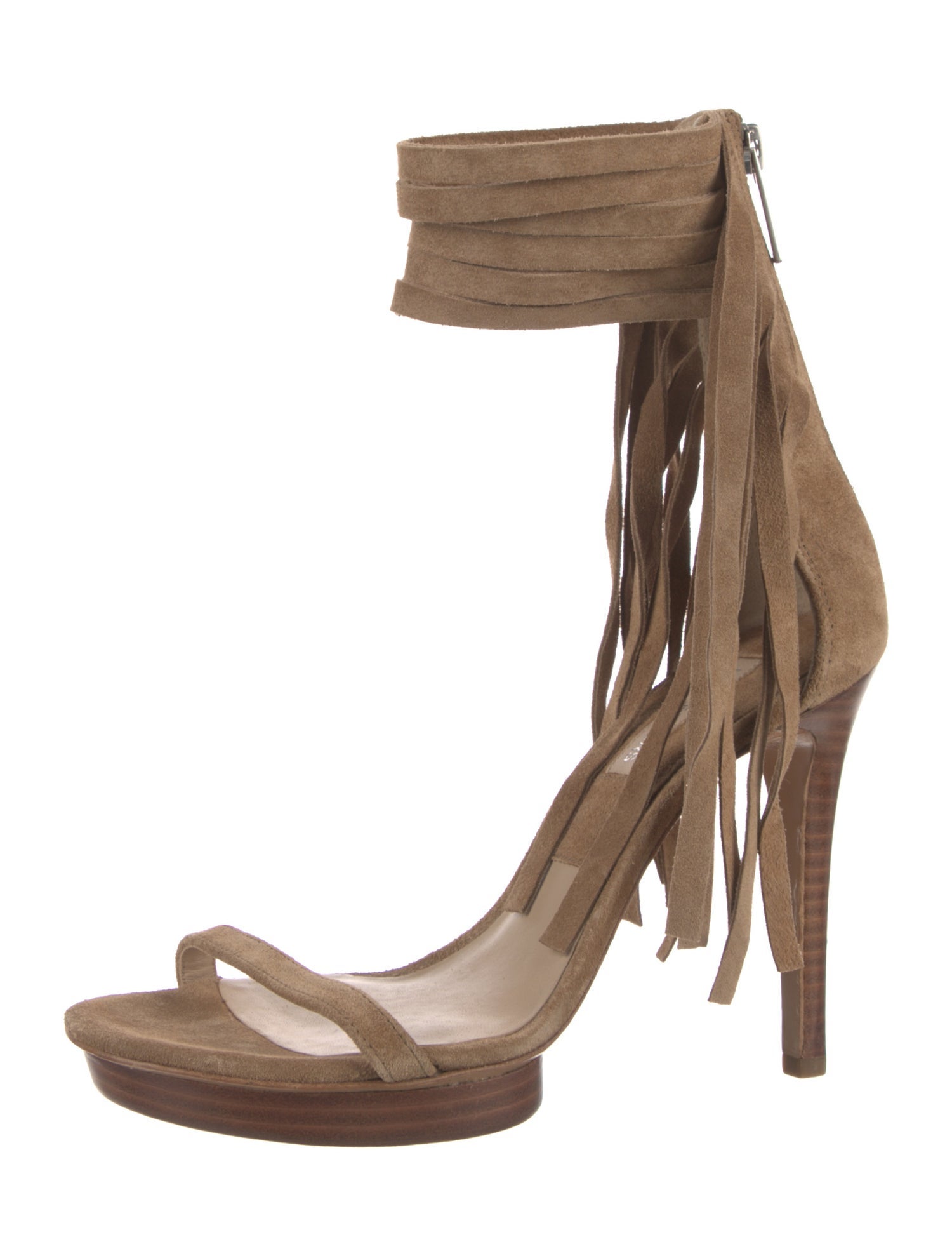 Michael Kors Suede Fringe Trim Accent Sandals