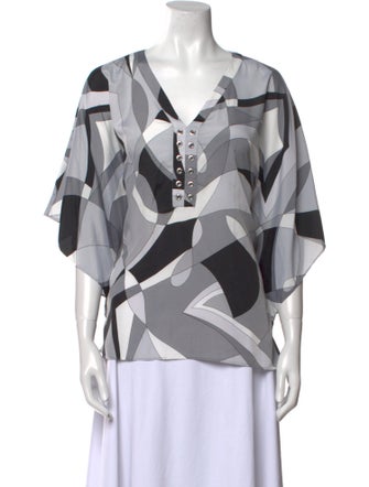Michael Michael Kors Printed V-Neck Blouse