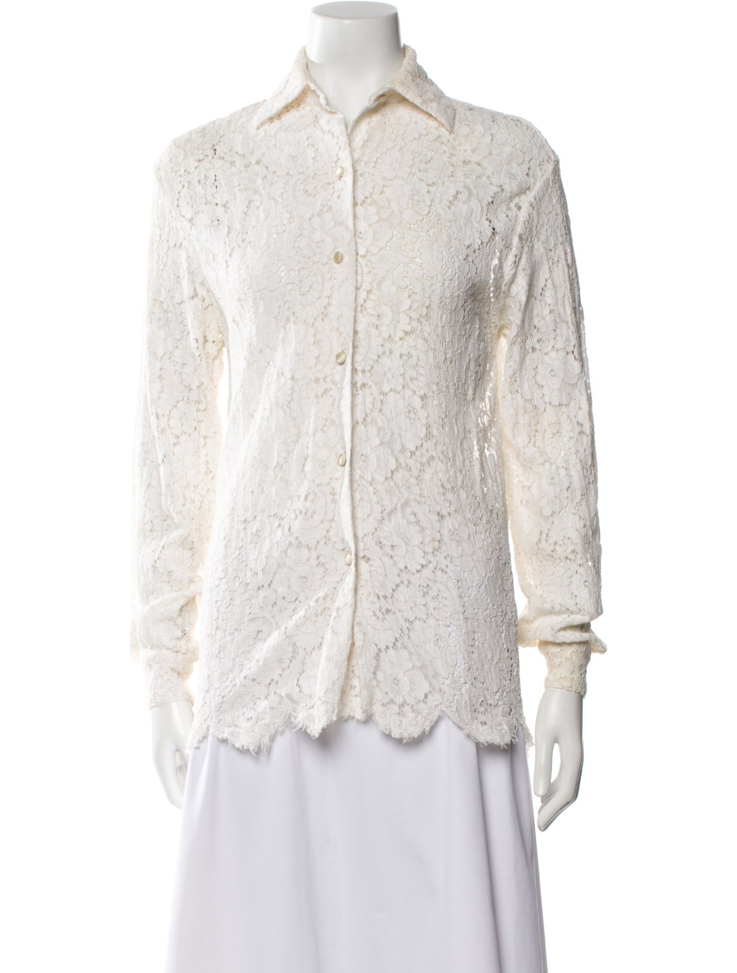 Michael Kors Lace Pattern Long Sleeve Button-Up Top