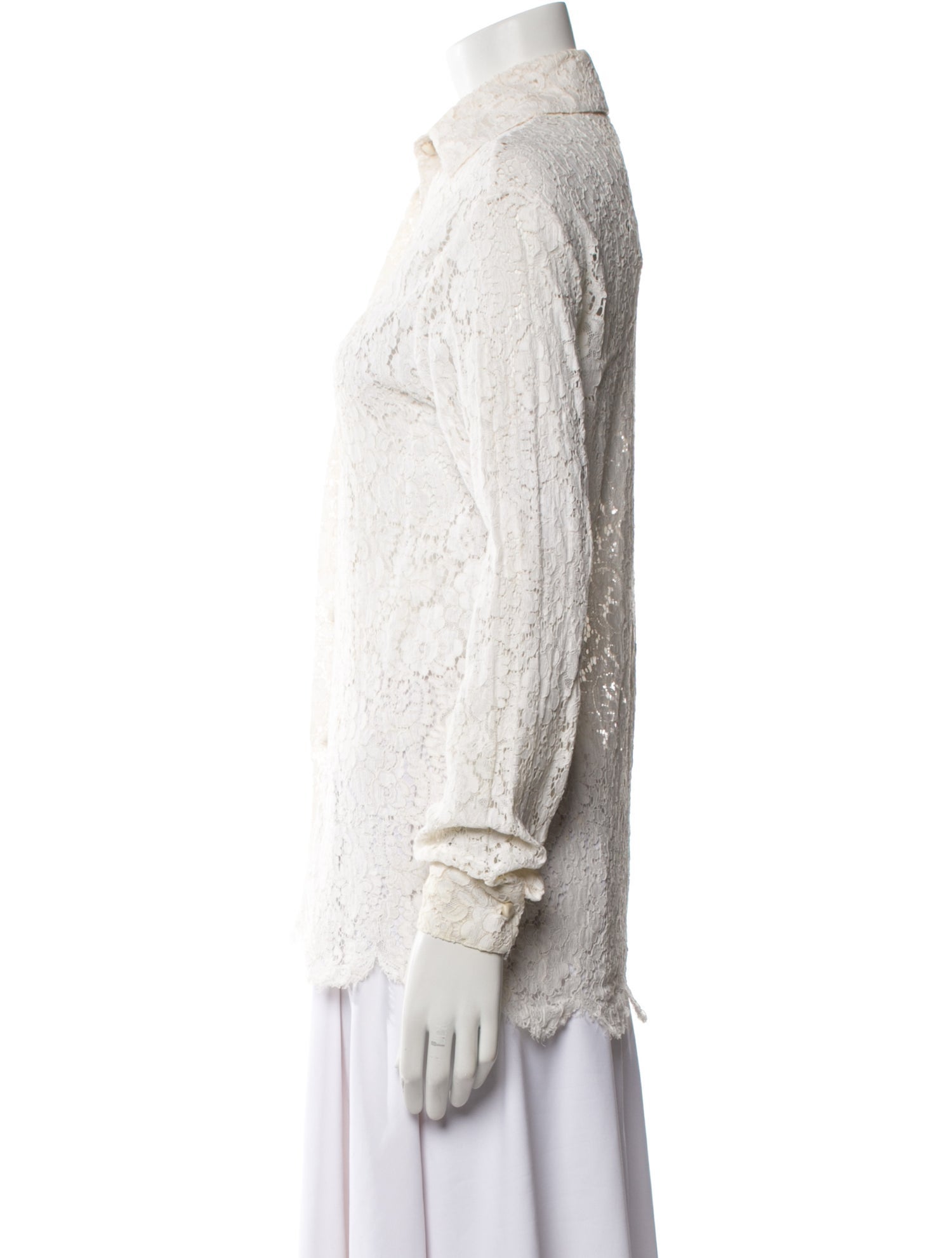 Michael Kors Lace Pattern Long Sleeve Button-Up Top