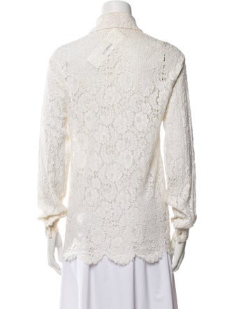 Michael Kors Lace Pattern Long Sleeve Button-Up Top