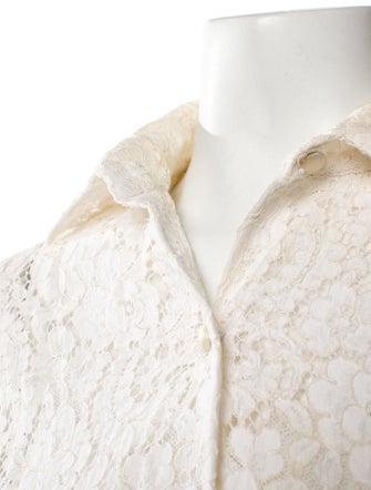 Michael Kors Lace Pattern Long Sleeve Button-Up Top