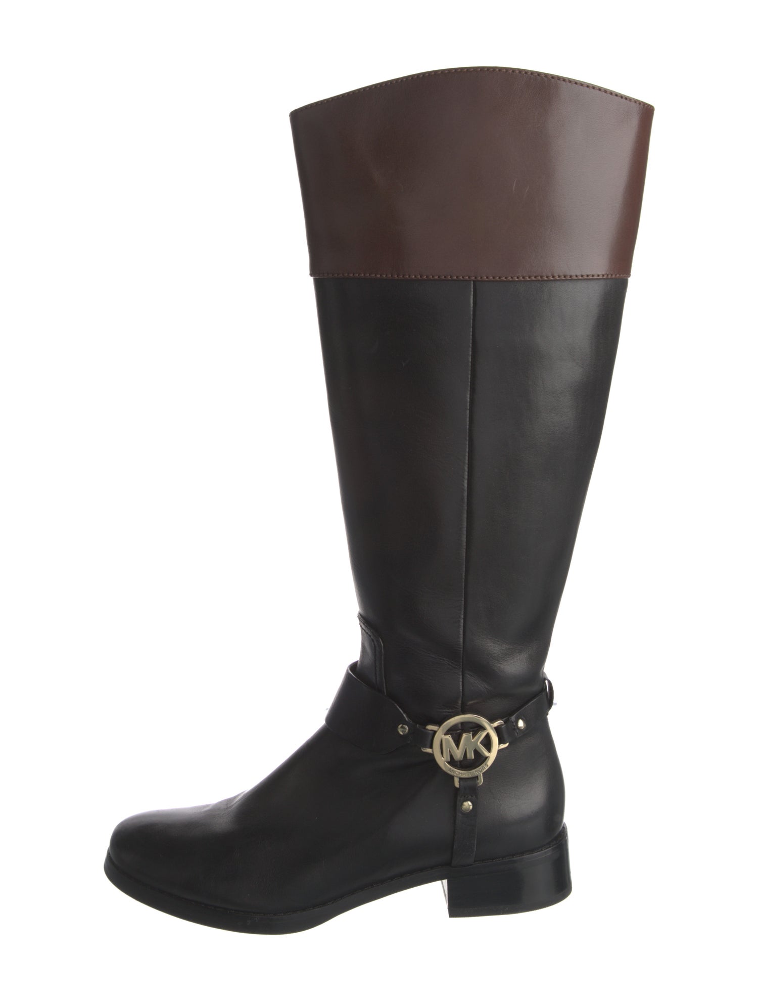 Michael Kors Leather Colorblock Pattern Riding Boots