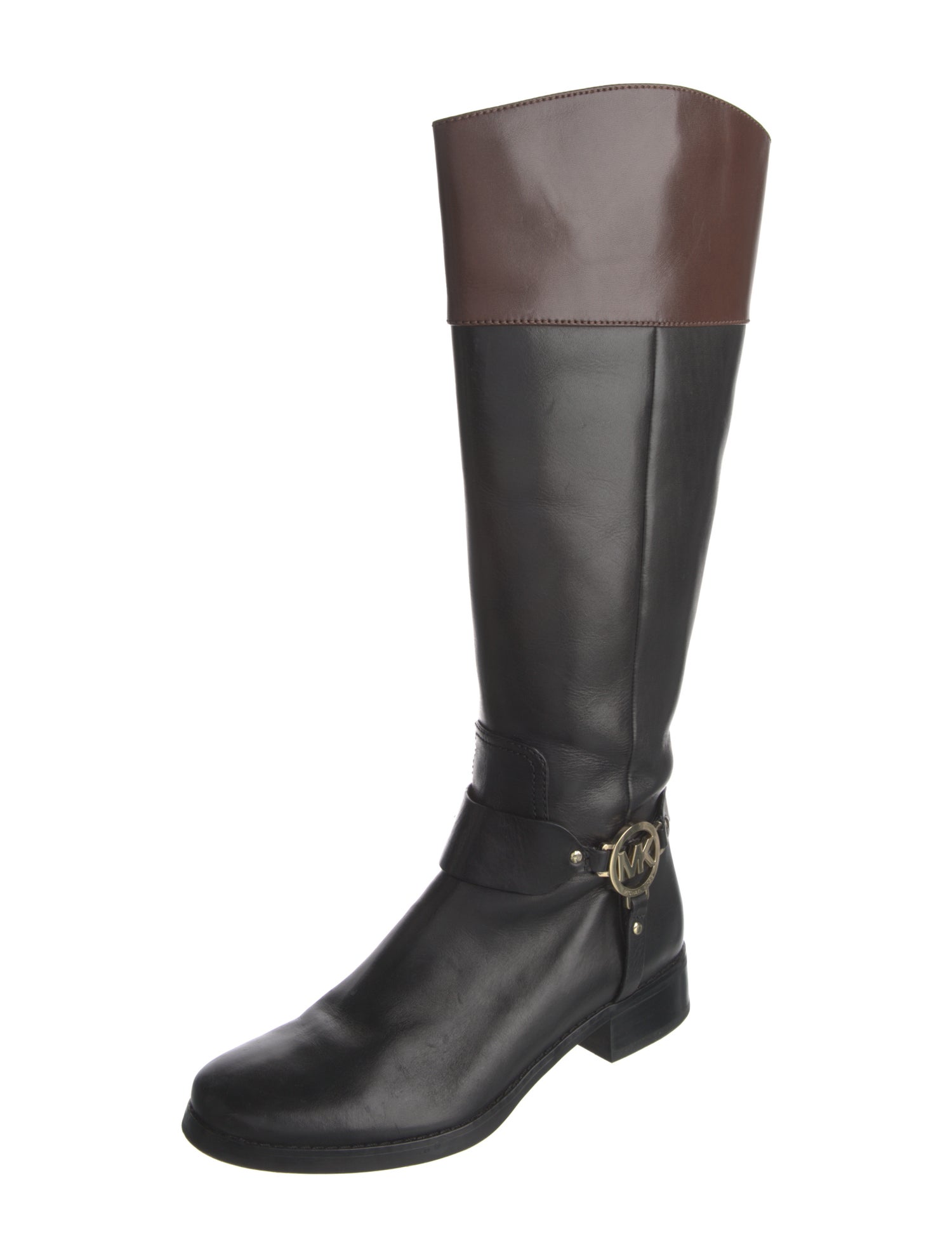 Michael Kors Leather Colorblock Pattern Riding Boots