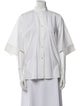 Michael Kors Mock Neck Short Sleeve Button-Up Top