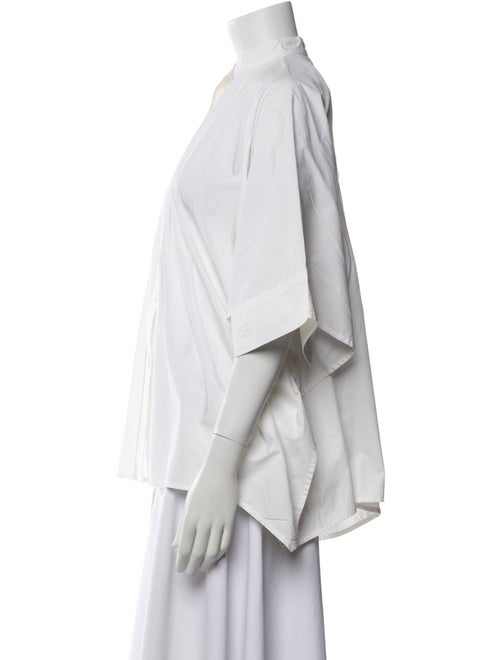 Michael Kors Mock Neck Short Sleeve Button-Up Top