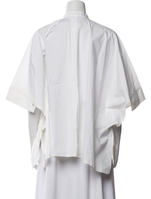 Michael Kors Mock Neck Short Sleeve Button-Up Top