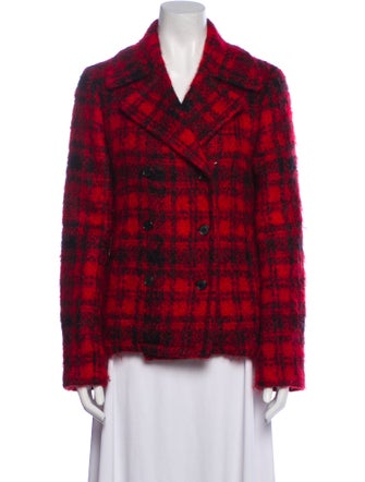 Michael Kors Mohair Plaid Print Blazer