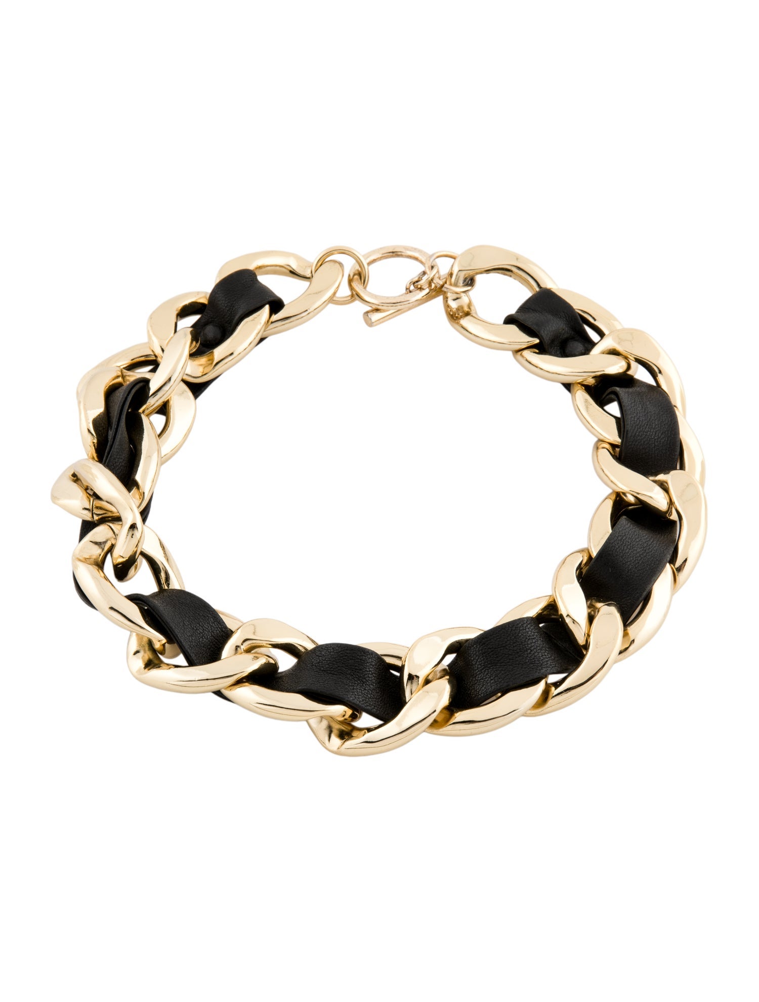 Michael Kors Woven Leather Chain Collar Necklace