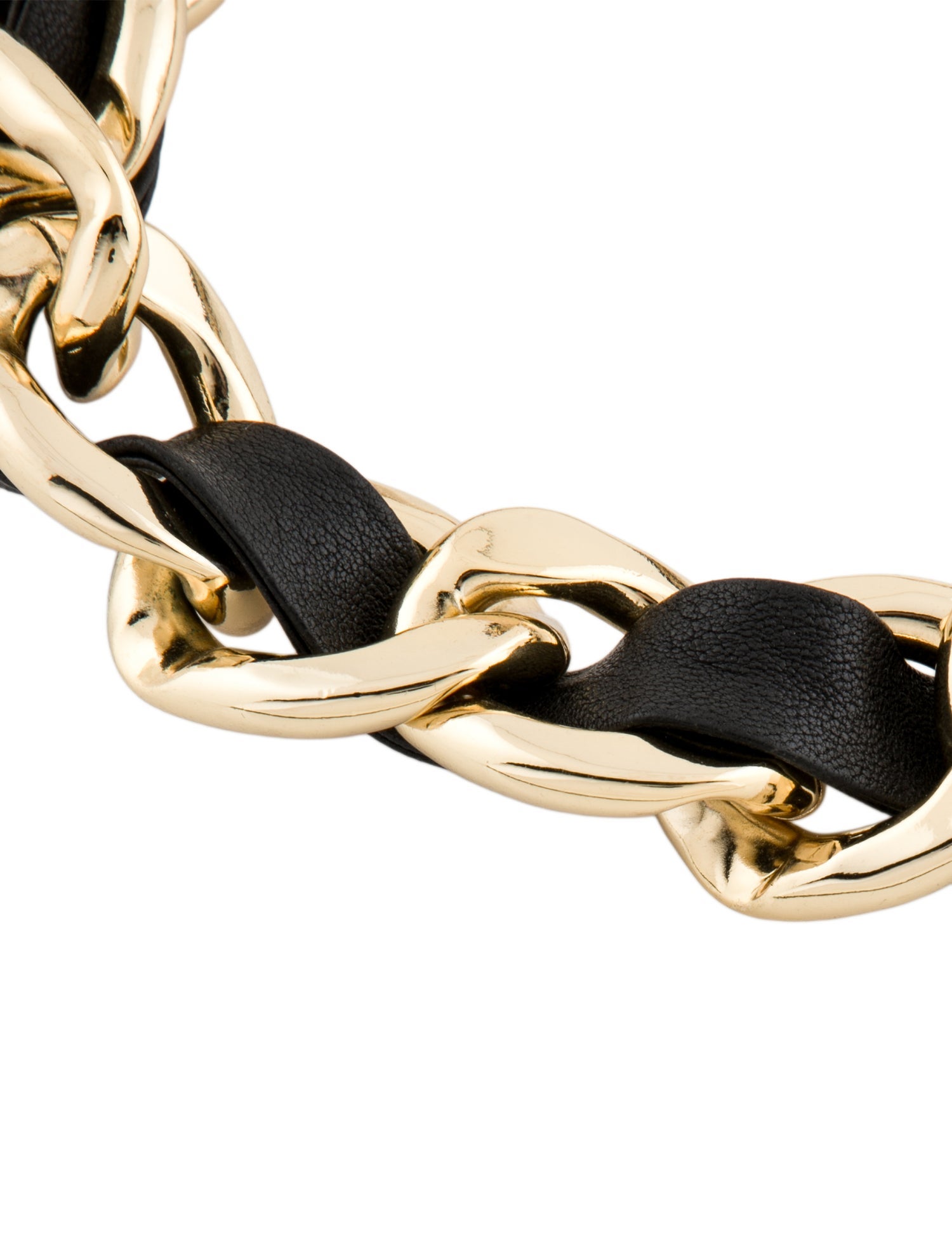 Michael Kors Woven Leather Chain Collar Necklace