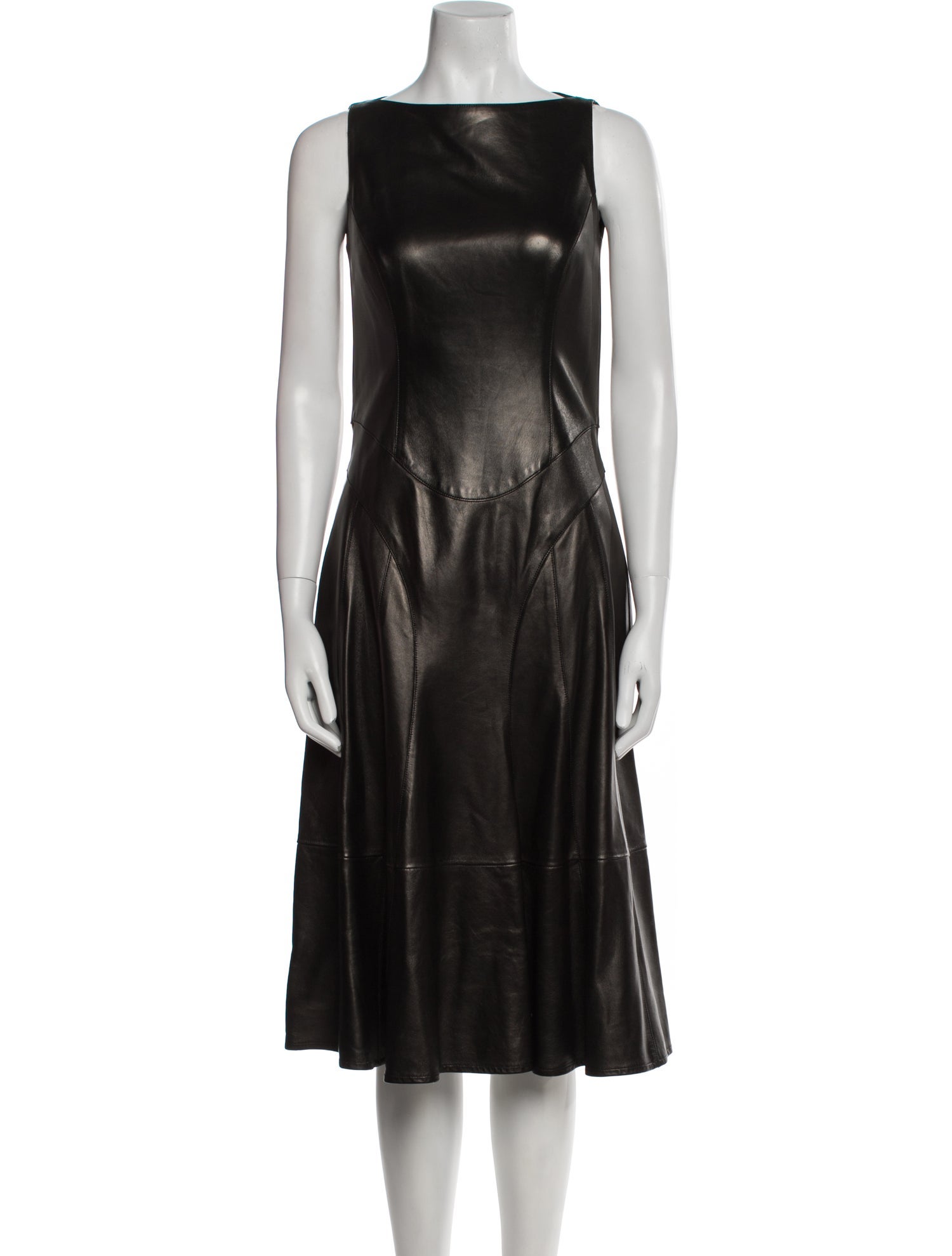 Michael Kors Leather Midi Length Dress