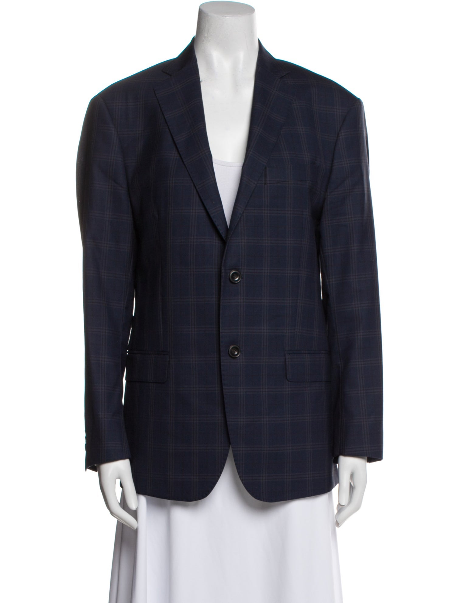 Michael Kors Wool Plaid Print Blazer