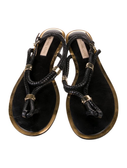 Michael Kors Leather T-Strap Sandals