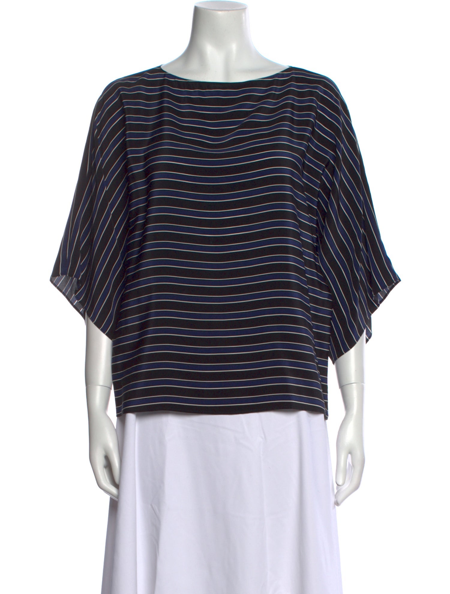 Michael Kors Striped Bateau Neckline Top