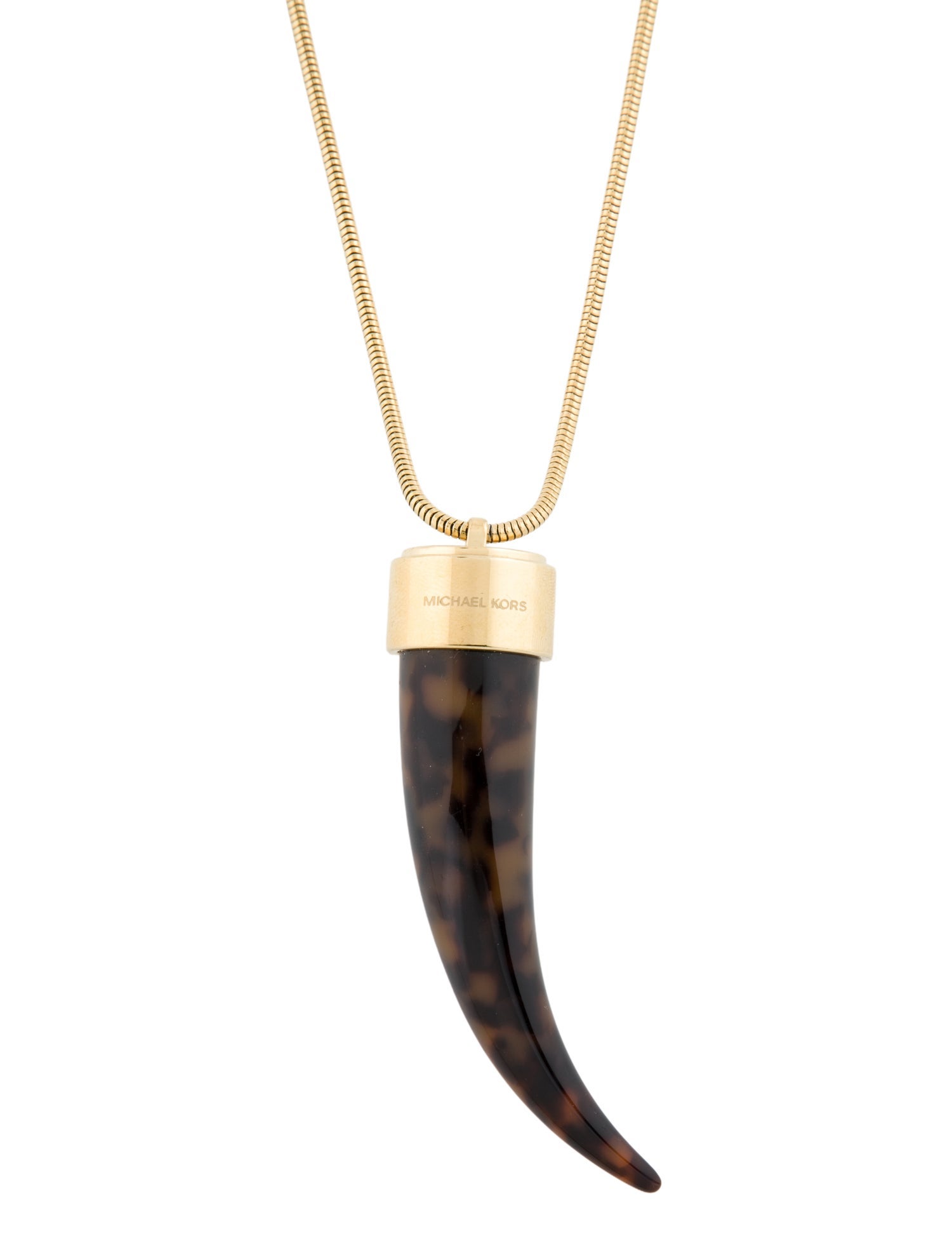 Michael Kors Resin Tortoise- Print Horn Pendant Necklace