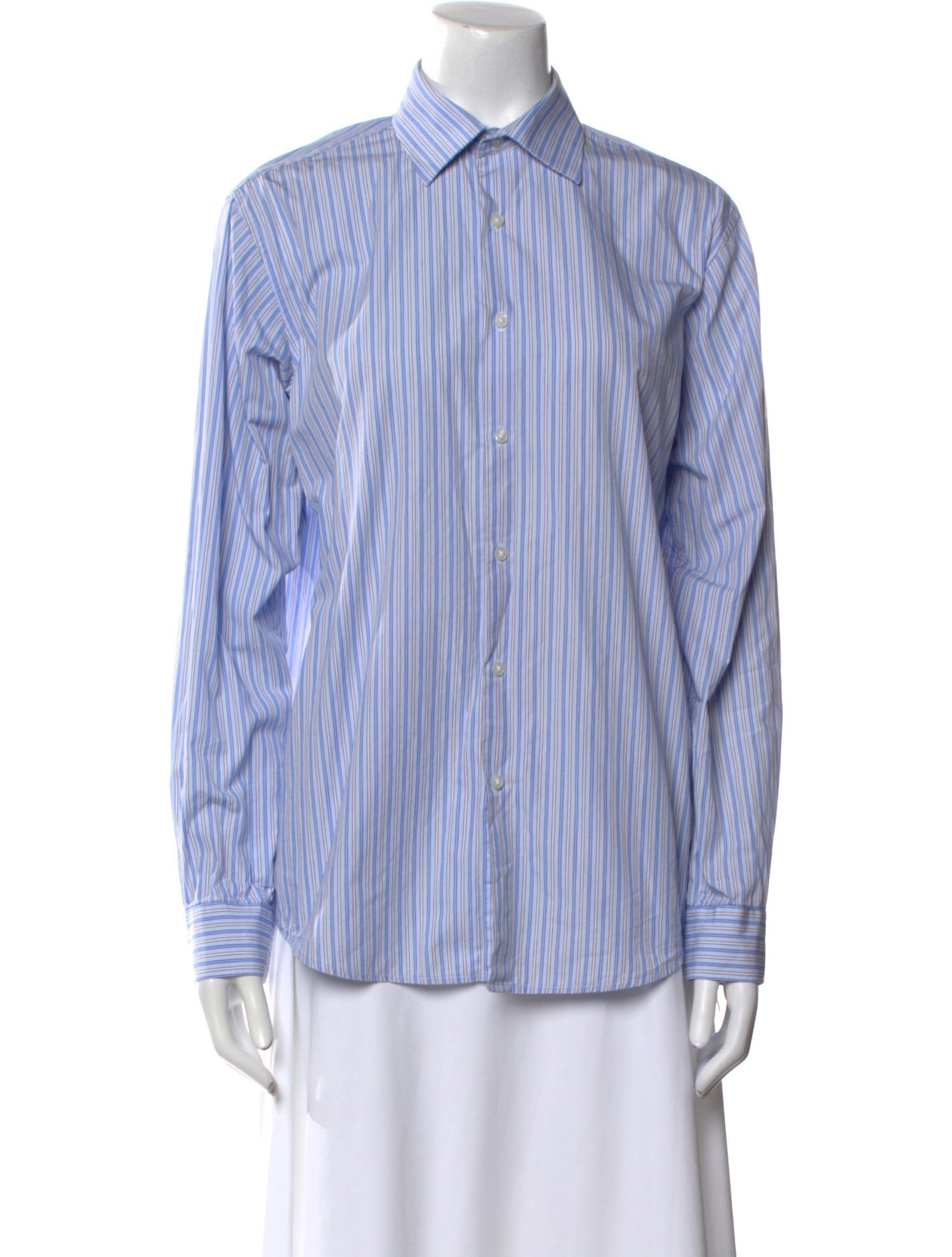Michael Kors Striped Long Sleeve Button-Up Top