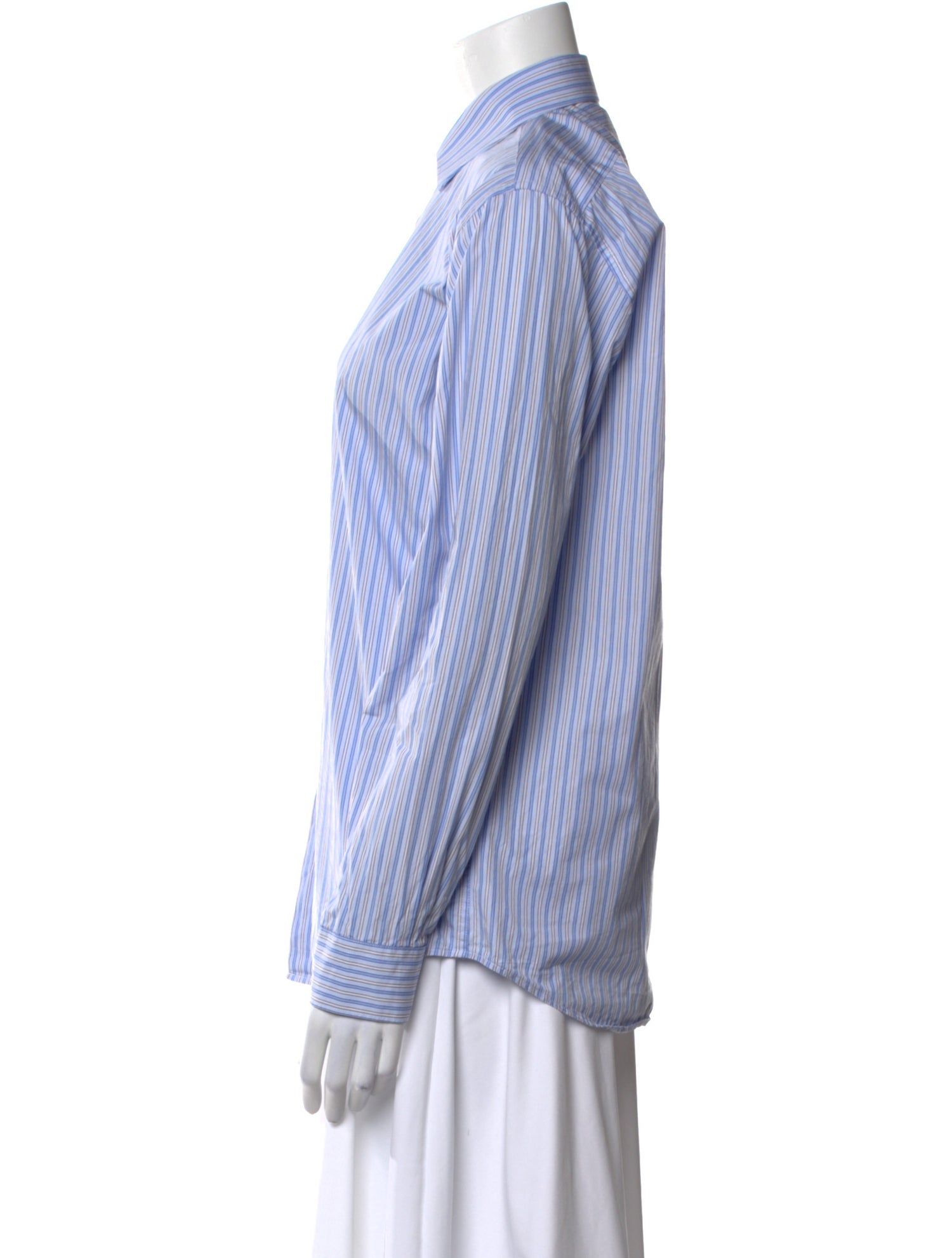 Michael Kors Striped Long Sleeve Button-Up Top