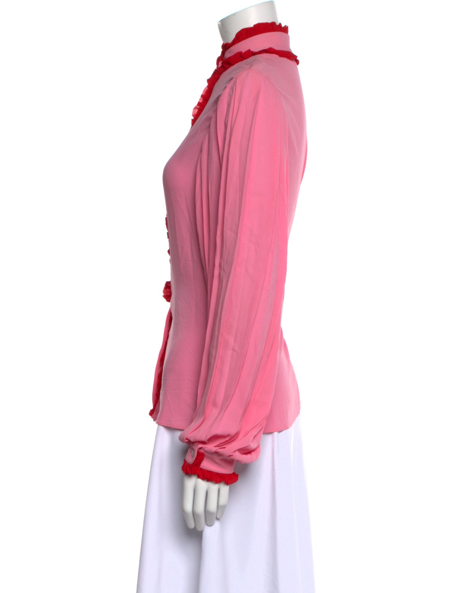 Michael Kors Silk Mock Neck Button-Up Top