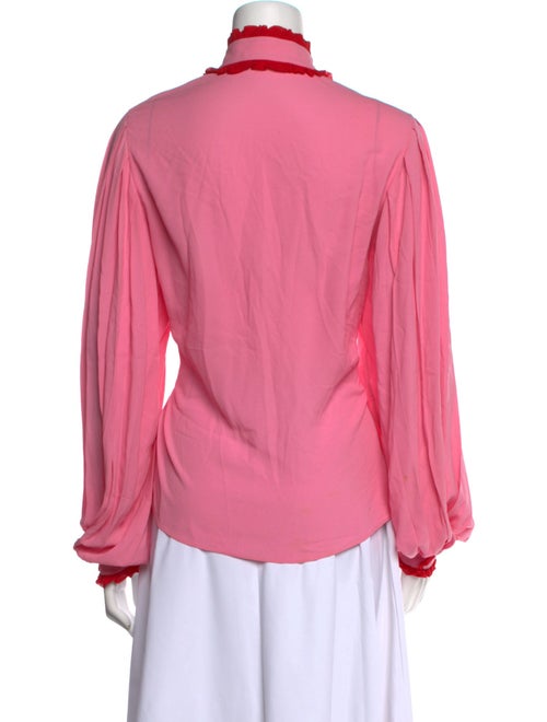 Michael Kors Silk Mock Neck Button-Up Top