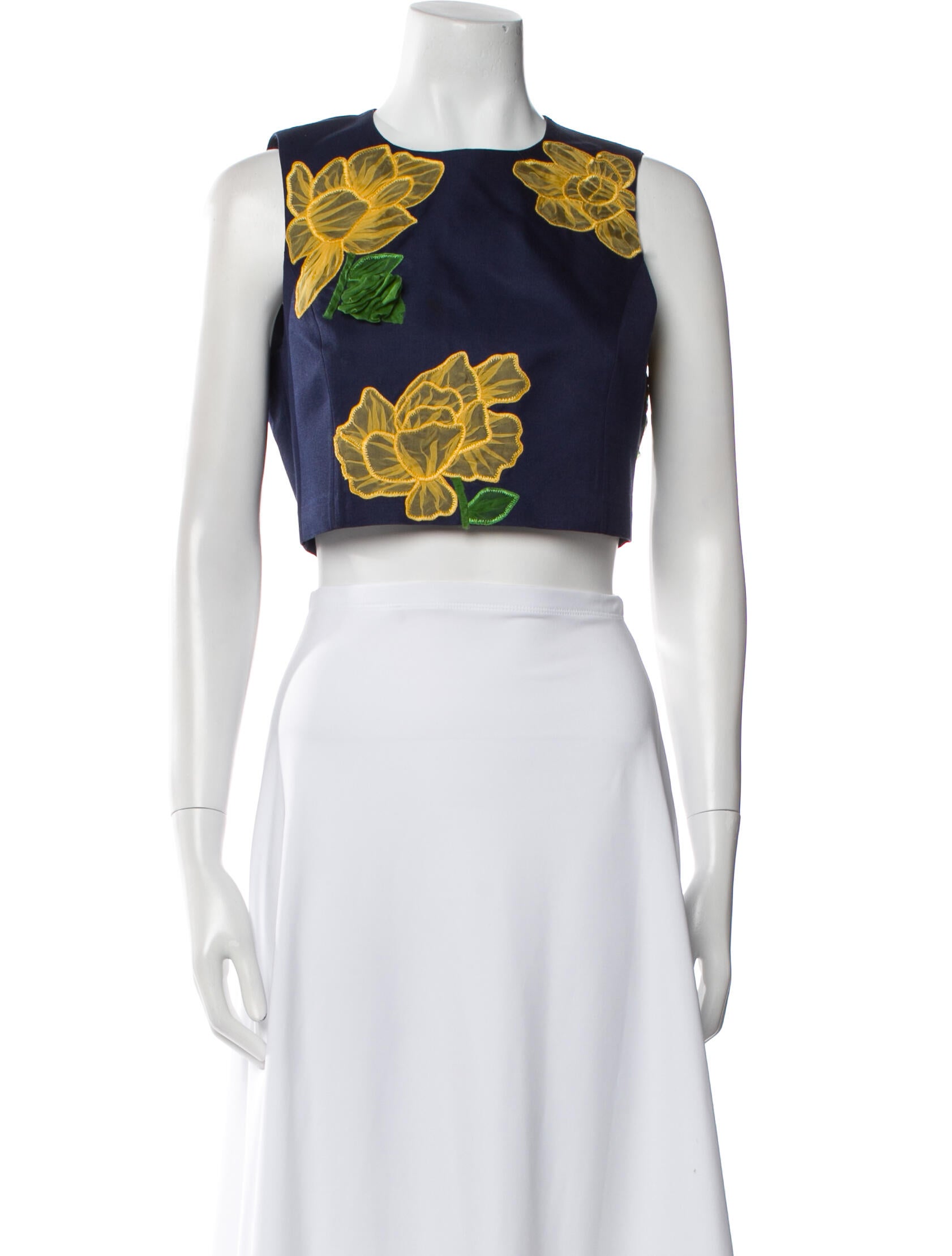 Michael Kors Wool Floral Print Crop Top