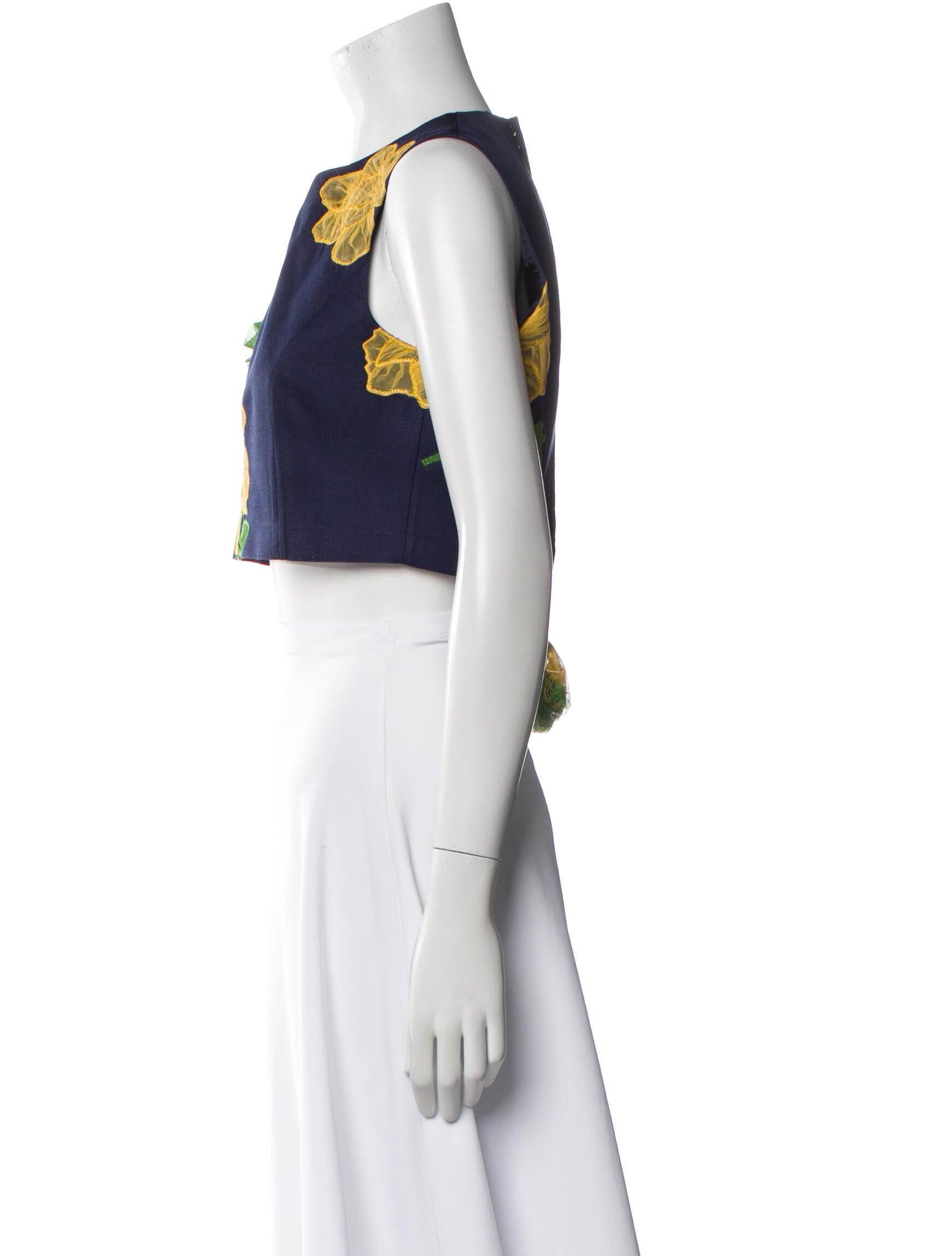 Michael Kors Wool Floral Print Crop Top