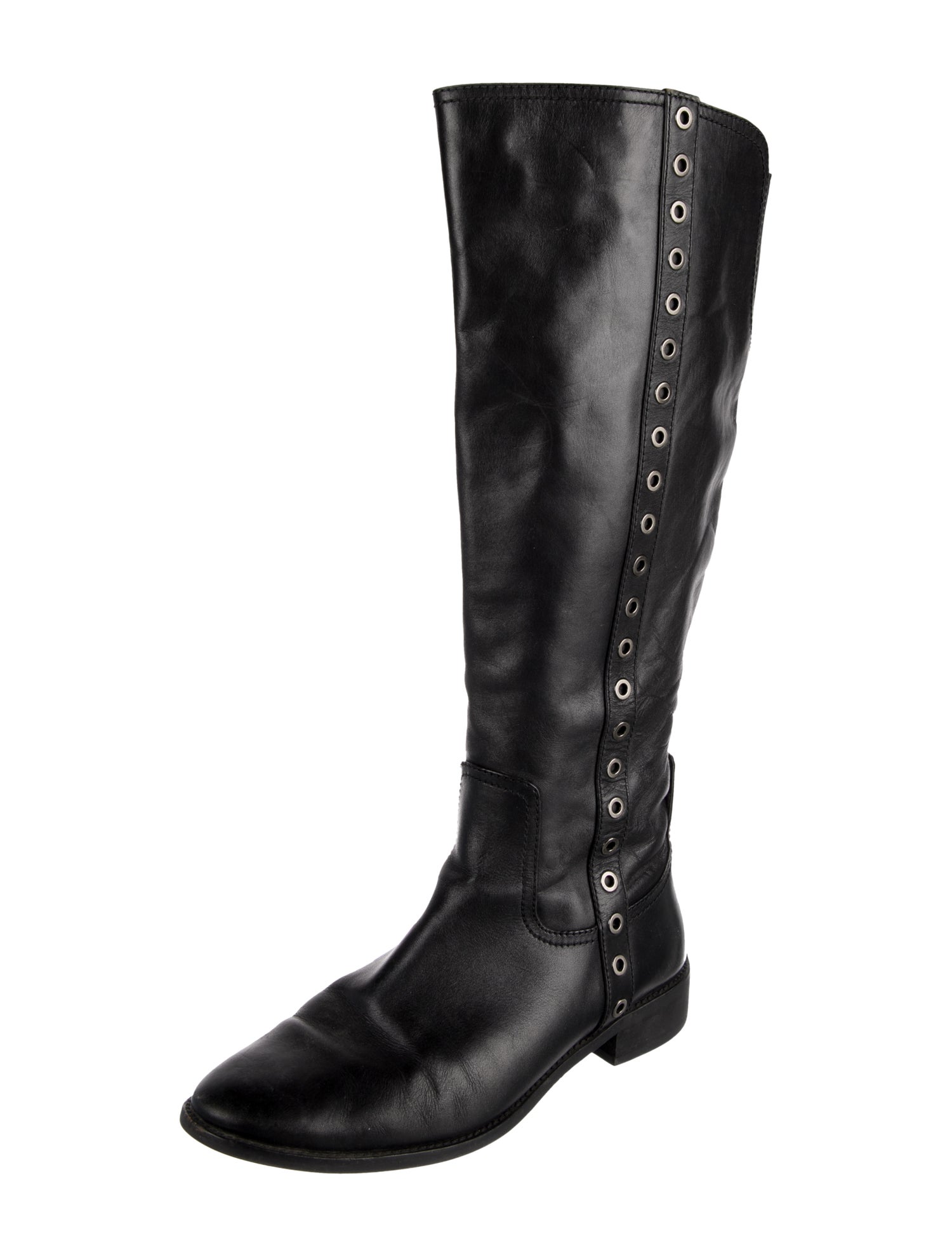 Michael Kors Leather Studded Accents Riding Boots