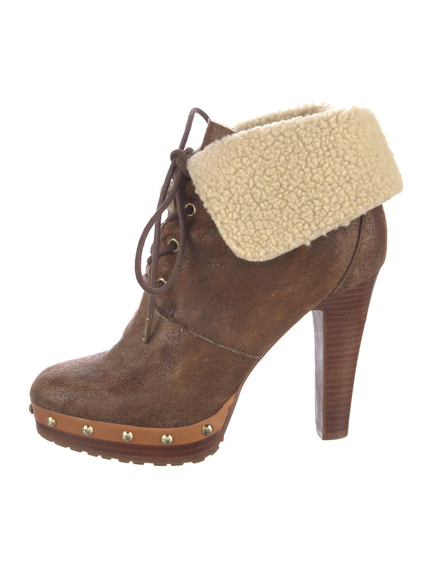 Michael Kors Suede Colorblock Pattern Lace-Up Boots