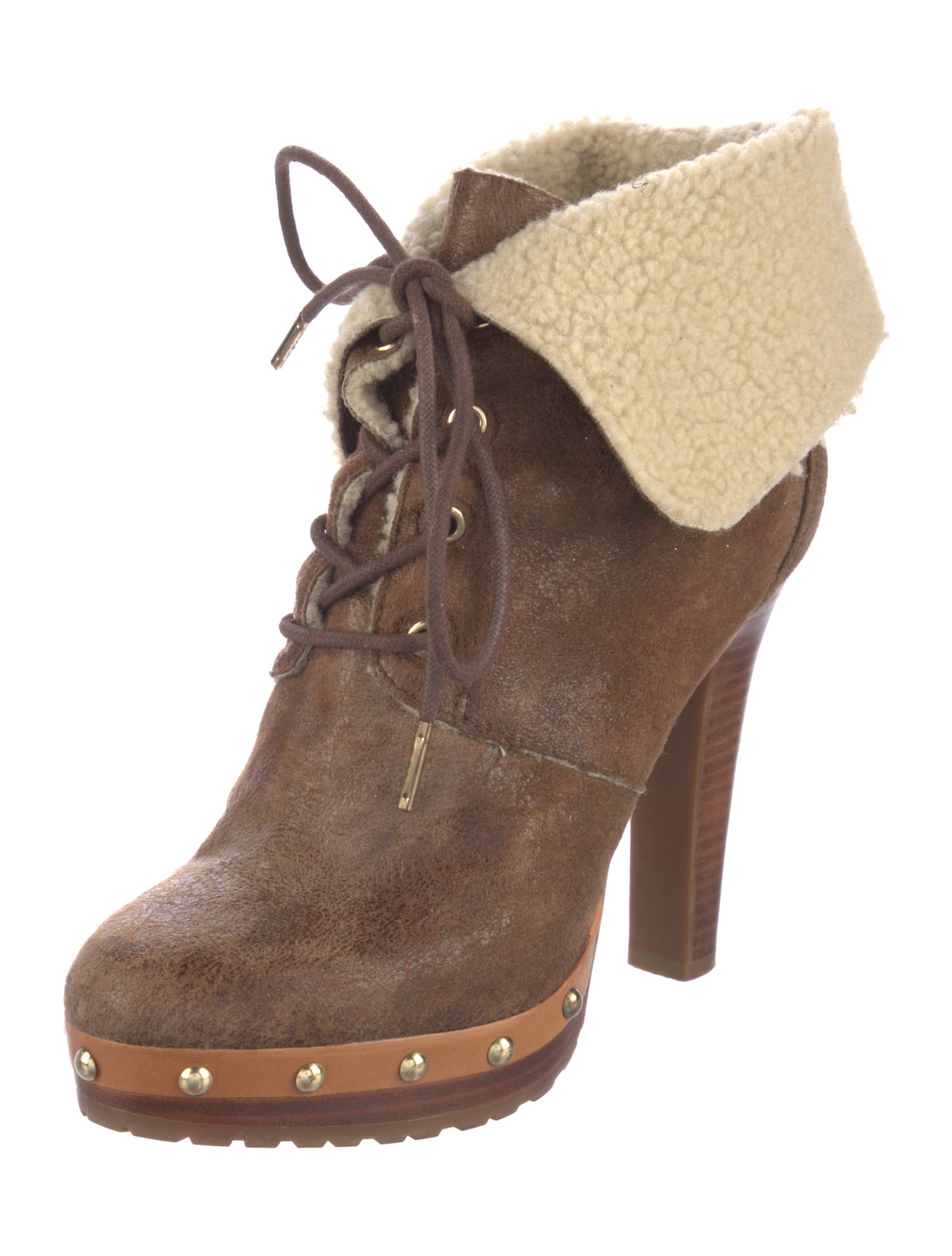Michael Kors Suede Colorblock Pattern Lace-Up Boots