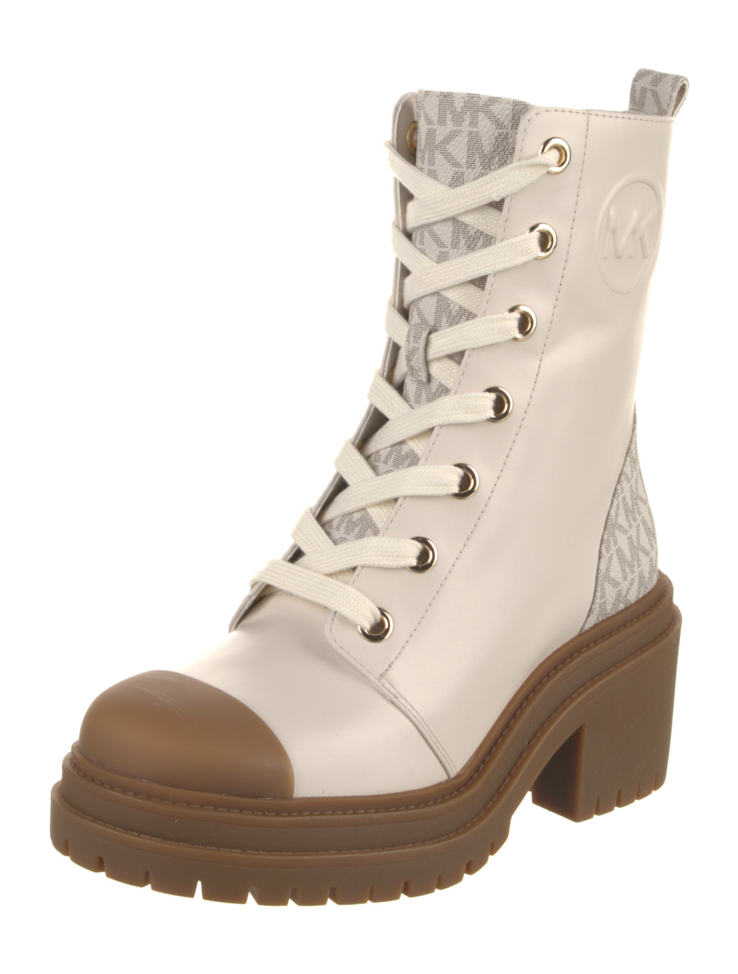 Michael Kors Leather Printed Combat Boots