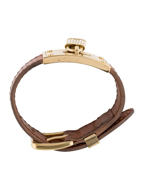 Michael Kors Leather & Crystal Padlock Wrap Bracelet