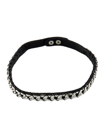 Michael Kors Snake Skin & Leather Choker Necklace