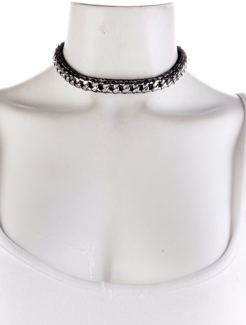 Michael Kors Snake Skin & Leather Choker Necklace